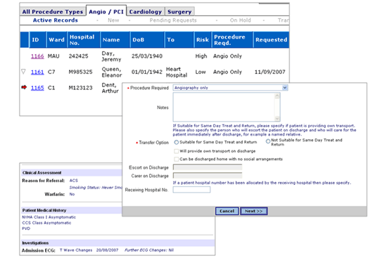 Inter-Hospital Transfers screen shots